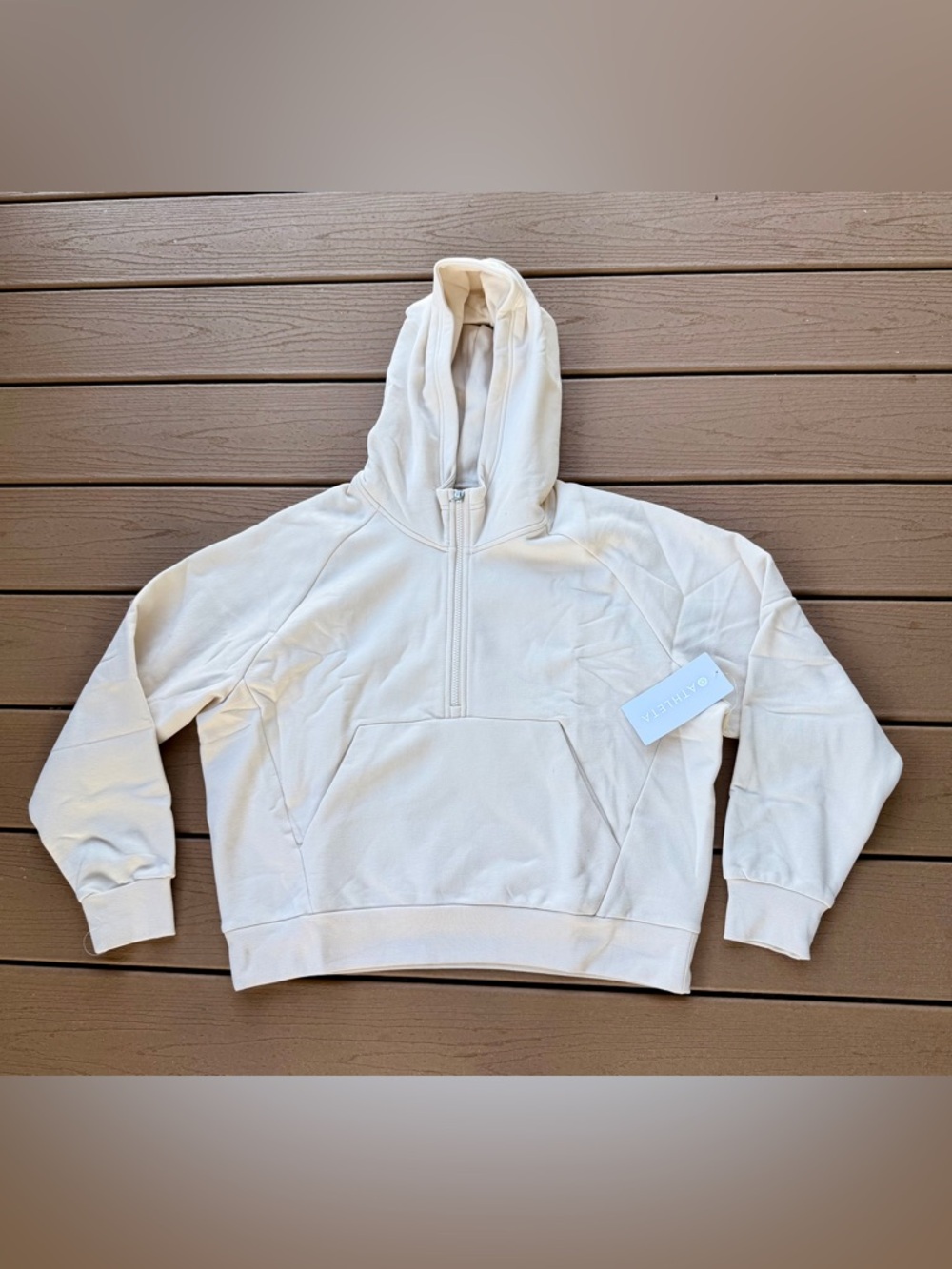 ATHLETA HOODIE 1/2  ZIP CREAM NWT WOMENS L